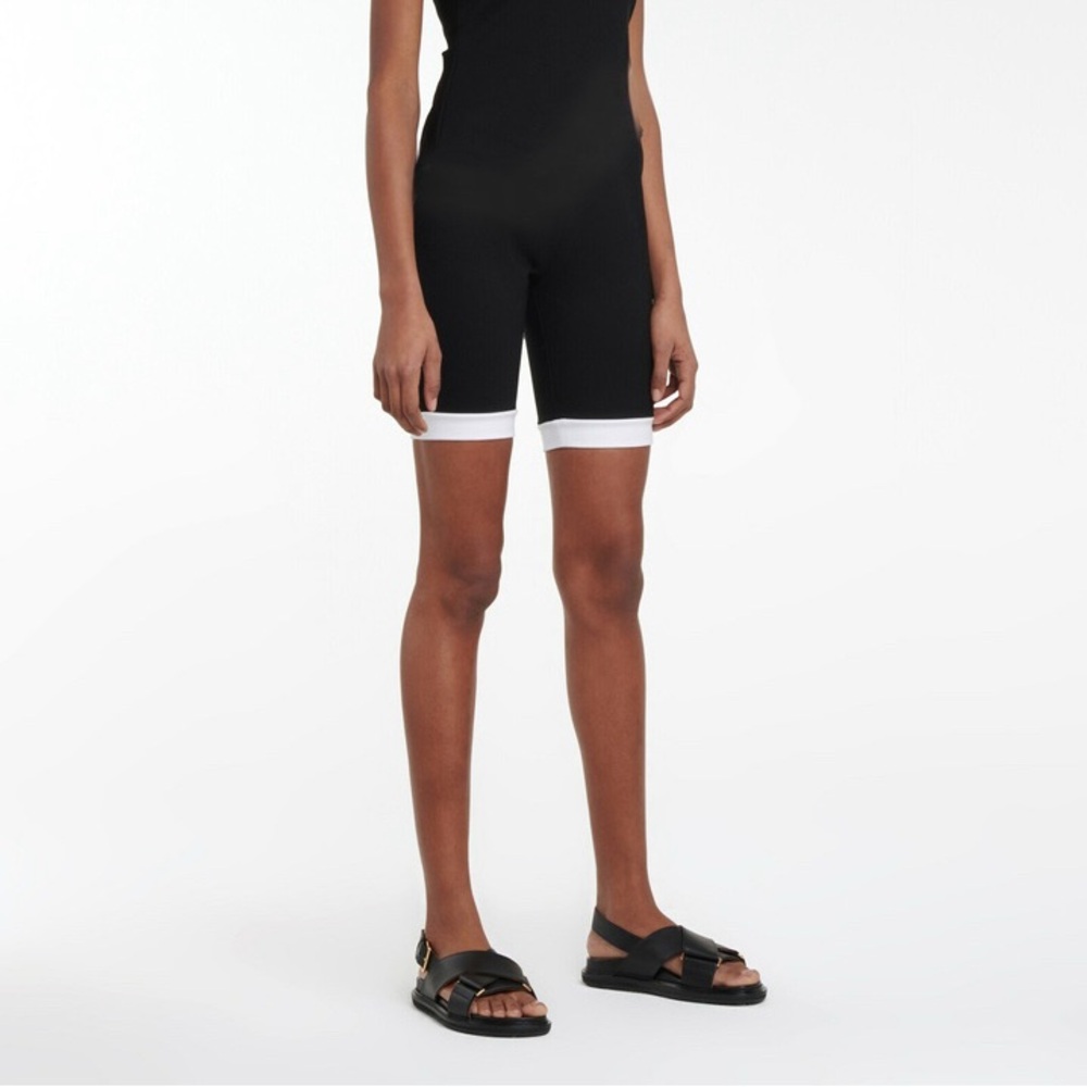 STAUD Cruise Knit Biker Shorts Black White XS